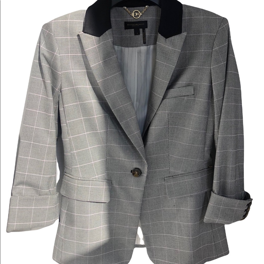 Donna Karan Grey Plaid Blazer